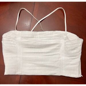 NWT Madewell Women's Poplin Pleated Smocked Crop Tube Top Eyelet White Sz: 12